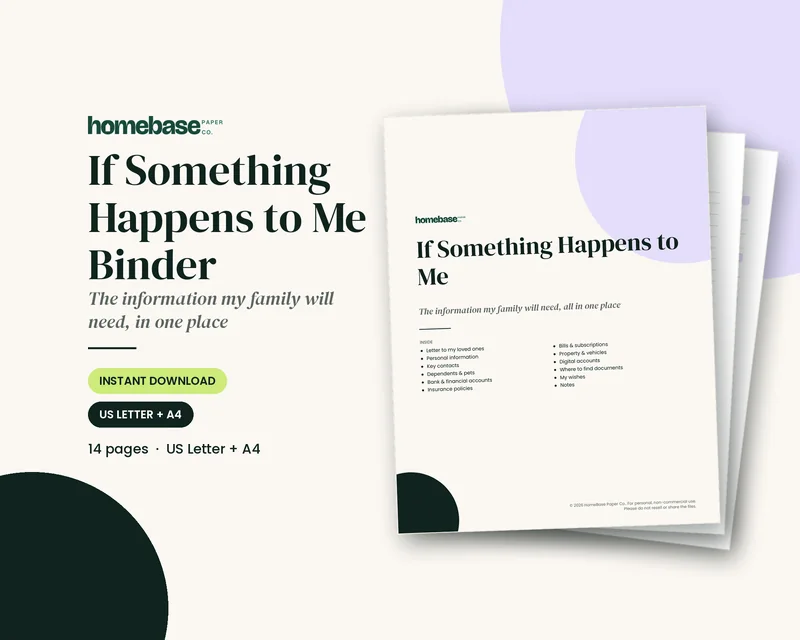 If Something Happens to Me Binder preview