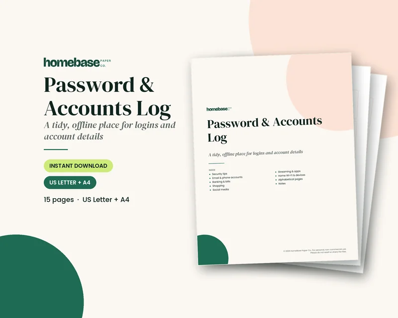 Password & Accounts Log preview