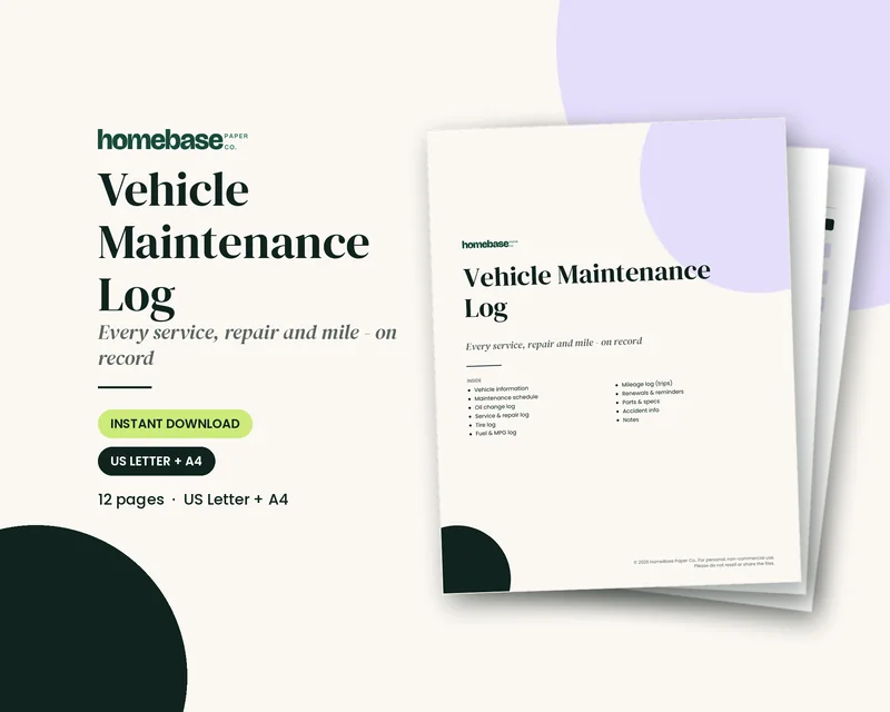 Vehicle Maintenance Log preview