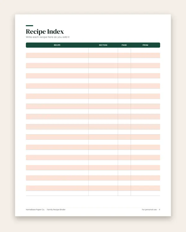 Family Life Admin Bundle: Family Recipe Binder: Page 4 of 23