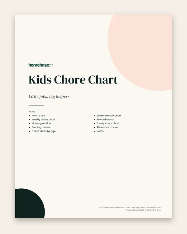 Family Life Admin Bundle: Kids Chore Chart: Page 1 of 11