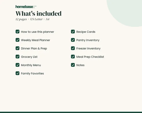 Meal Planner & Grocery List – what's included