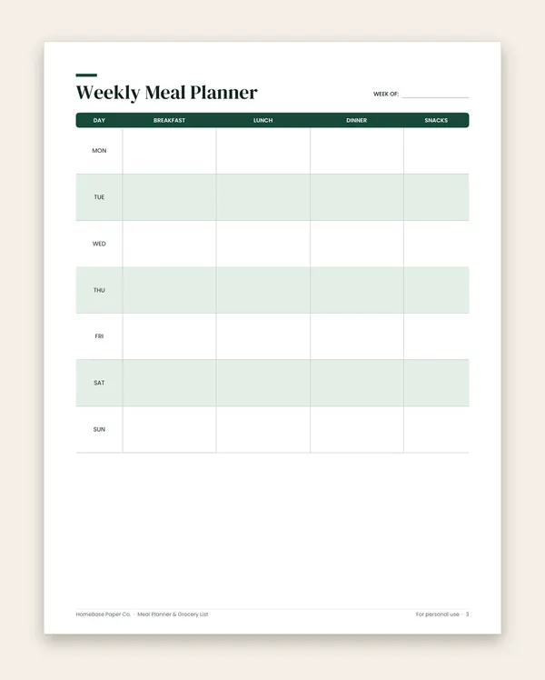 Family Life Admin Bundle: Meal Planner & Grocery List: Page 3 of 12