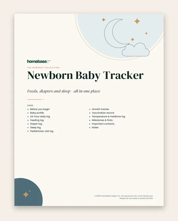 Family Life Admin Bundle: Newborn Baby Tracker: Page 1 of 14