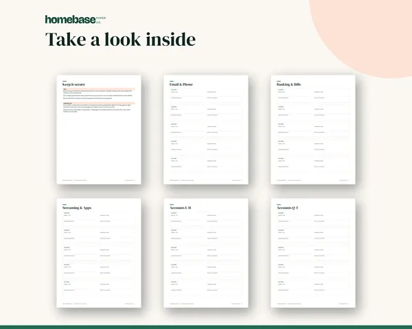 Password & Accounts Log – page preview
