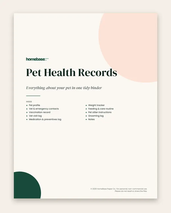 Family Life Admin Bundle: Pet Health Records: Page 1 of 11
