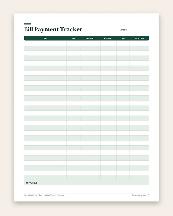 Budget Planner Printable: Page 7 of 12