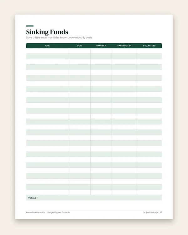 Budget Planner Printable: Page 10 of 12