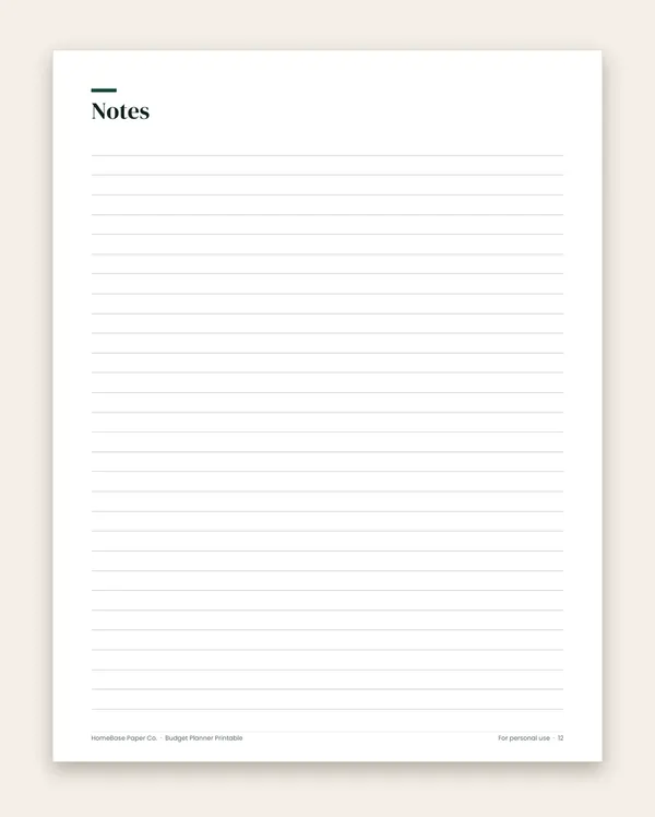 Budget Planner Printable: Page 12 of 12