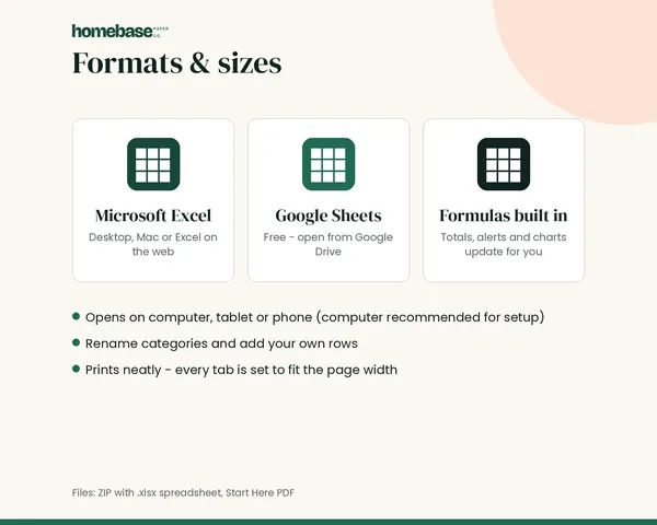 Sinking Funds Tracker – formats and sizes