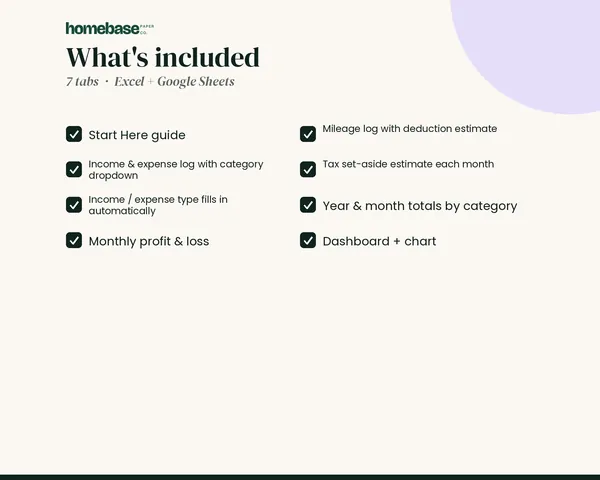 Business Income & Expense Tracker – what's included