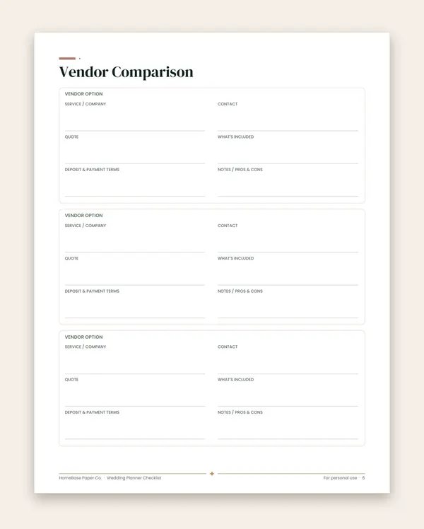 Wedding Planner Checklist: Page 6 of 13