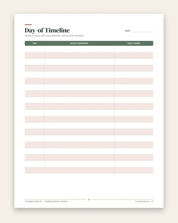 Wedding Planner Checklist: Page 10 of 13
