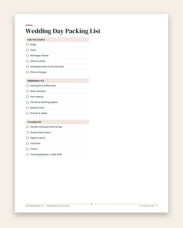 Wedding Planner Checklist: Page 11 of 13