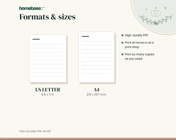 Wedding Planner Checklist – formats and sizes