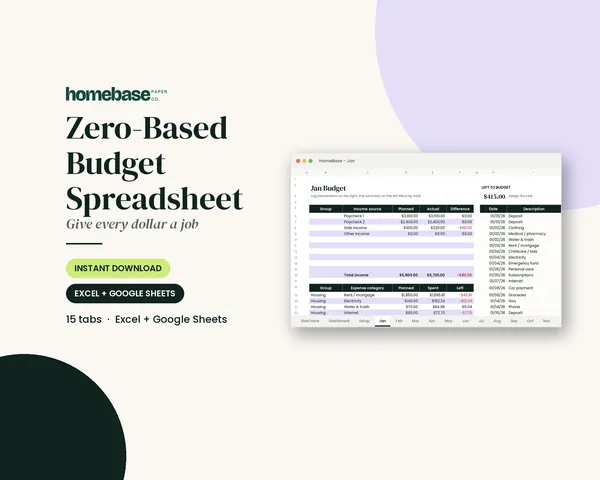 Zero-Based Budget Spreadsheet – cover